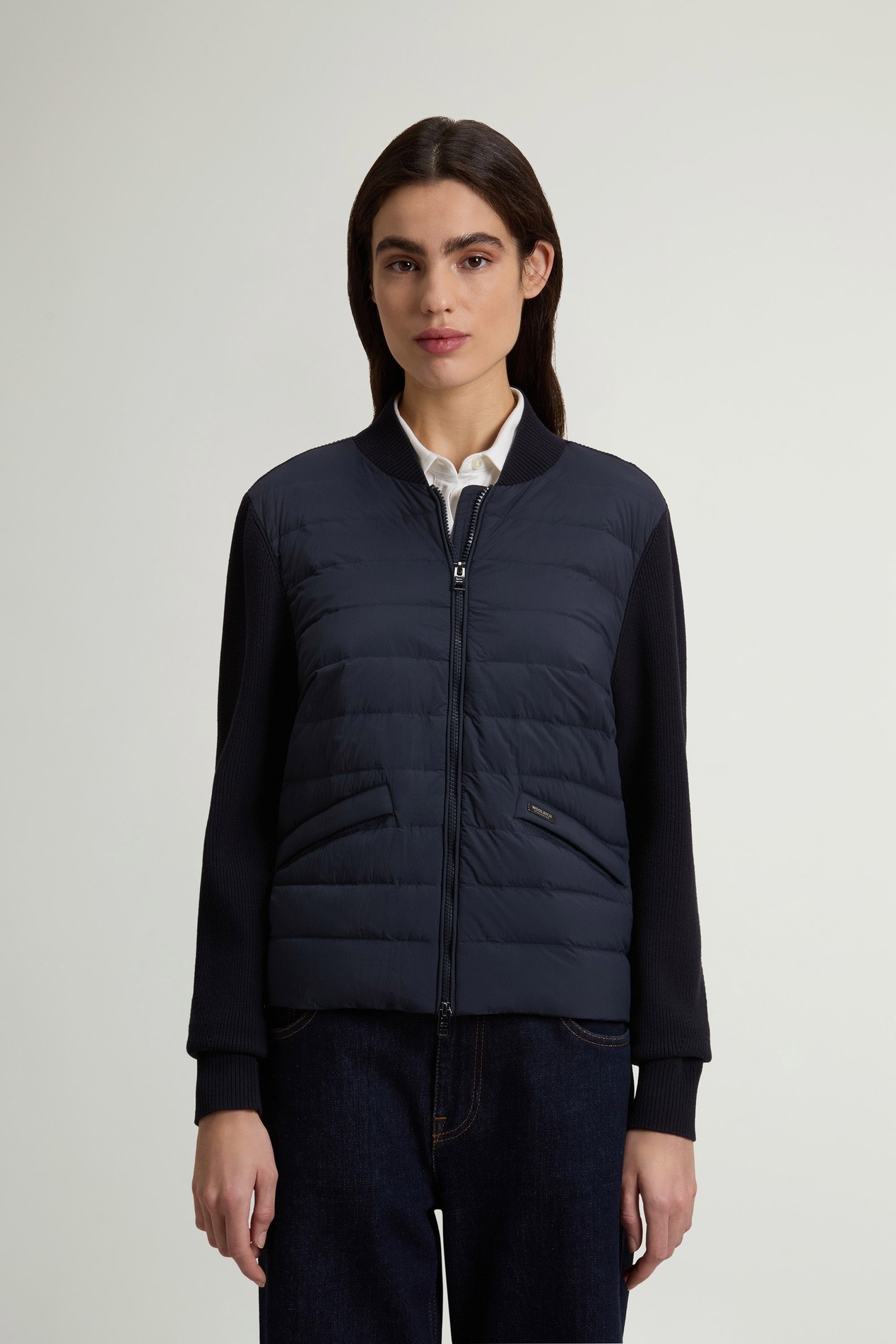 Hybrid Bomber Jacket in Nylon Blue photo 1 | Woolrich