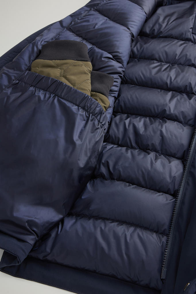 Stretch Nylon Jacket with Padding and Removable Hood Blue photo 10 | Woolrich