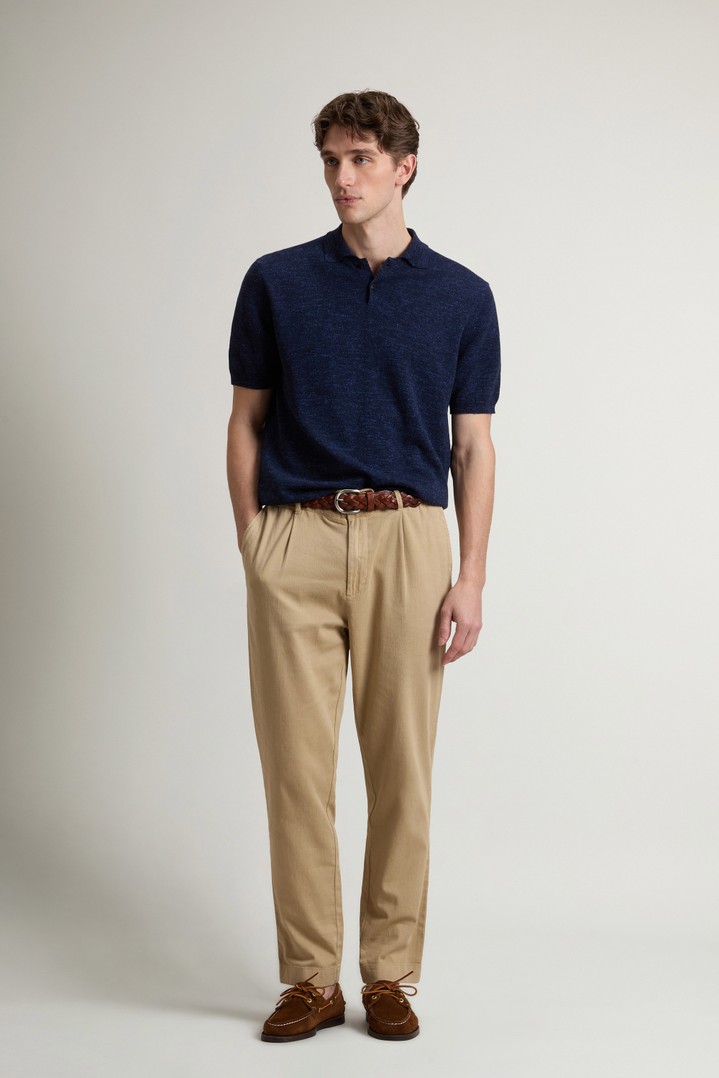 COTTON LINEN POLO Blue photo 2 | Woolrich