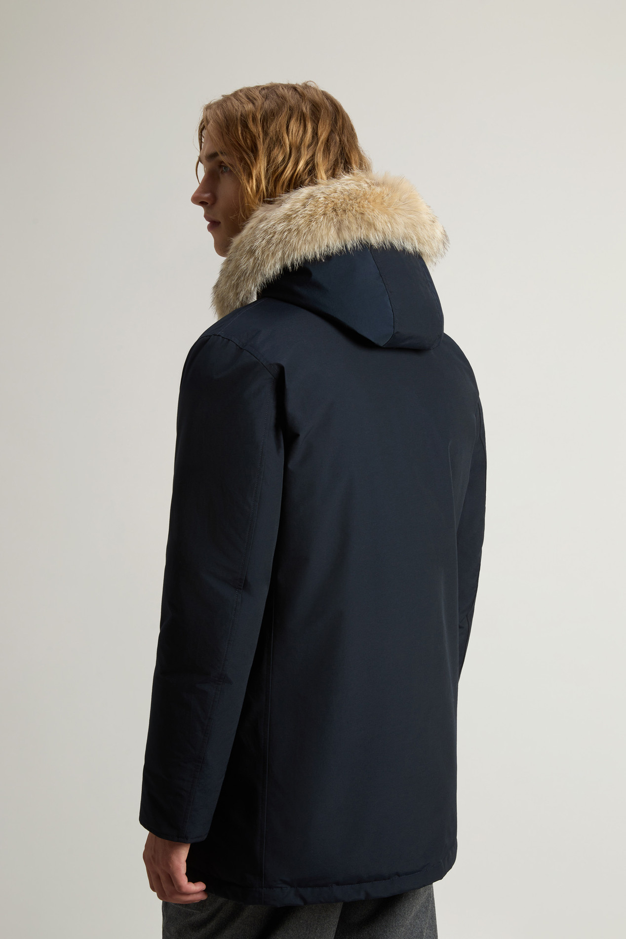 Arctic Parka in Ramar Cloth with Detachable Fur Trim Blue photo 3 | Woolrich