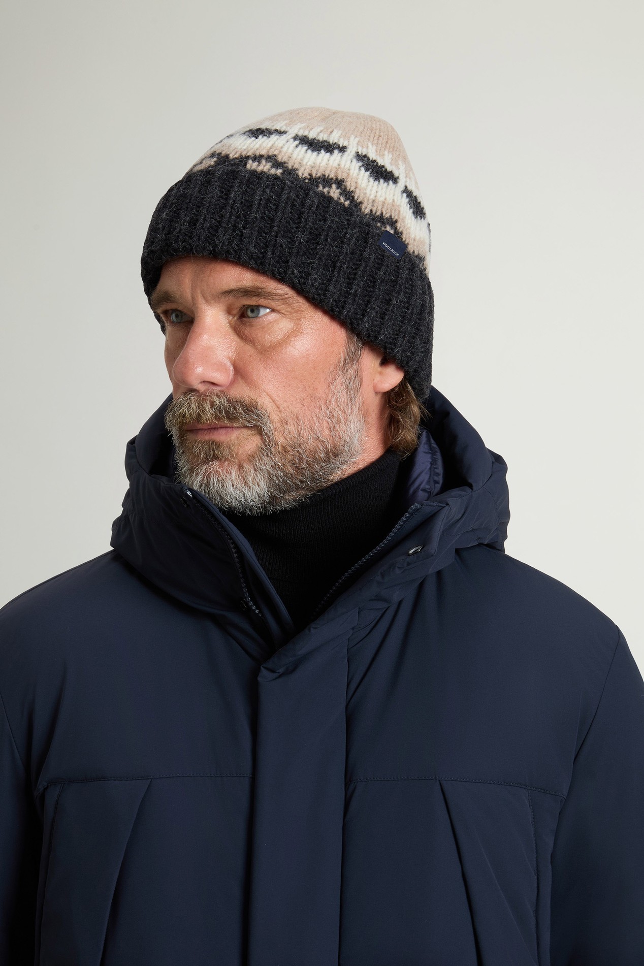Fair Isle Beanie in Wool and Alpaca Gray photo 1 | Woolrich