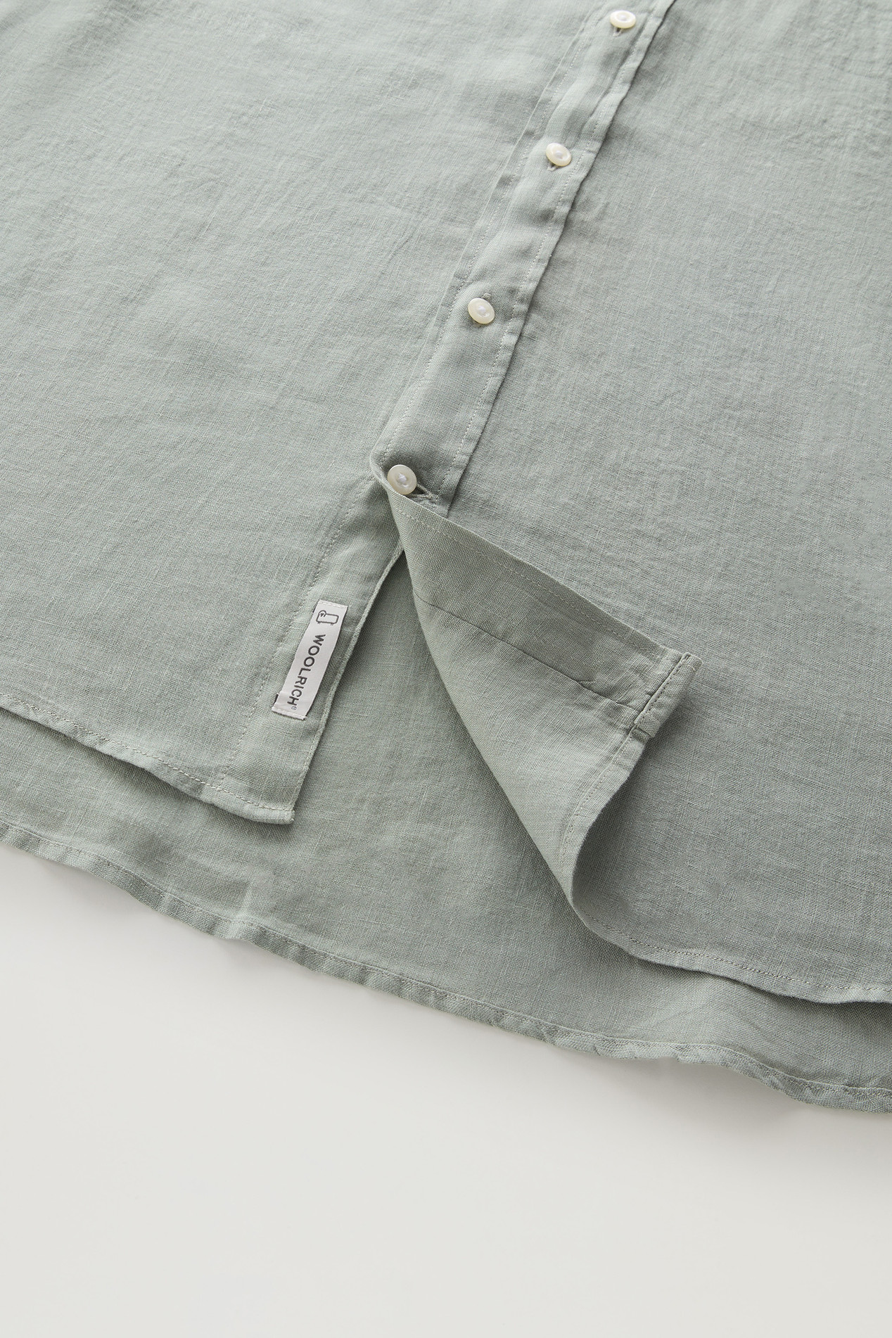 Garment-Dyed Pure Linen Shirt Green photo 4 | Woolrich