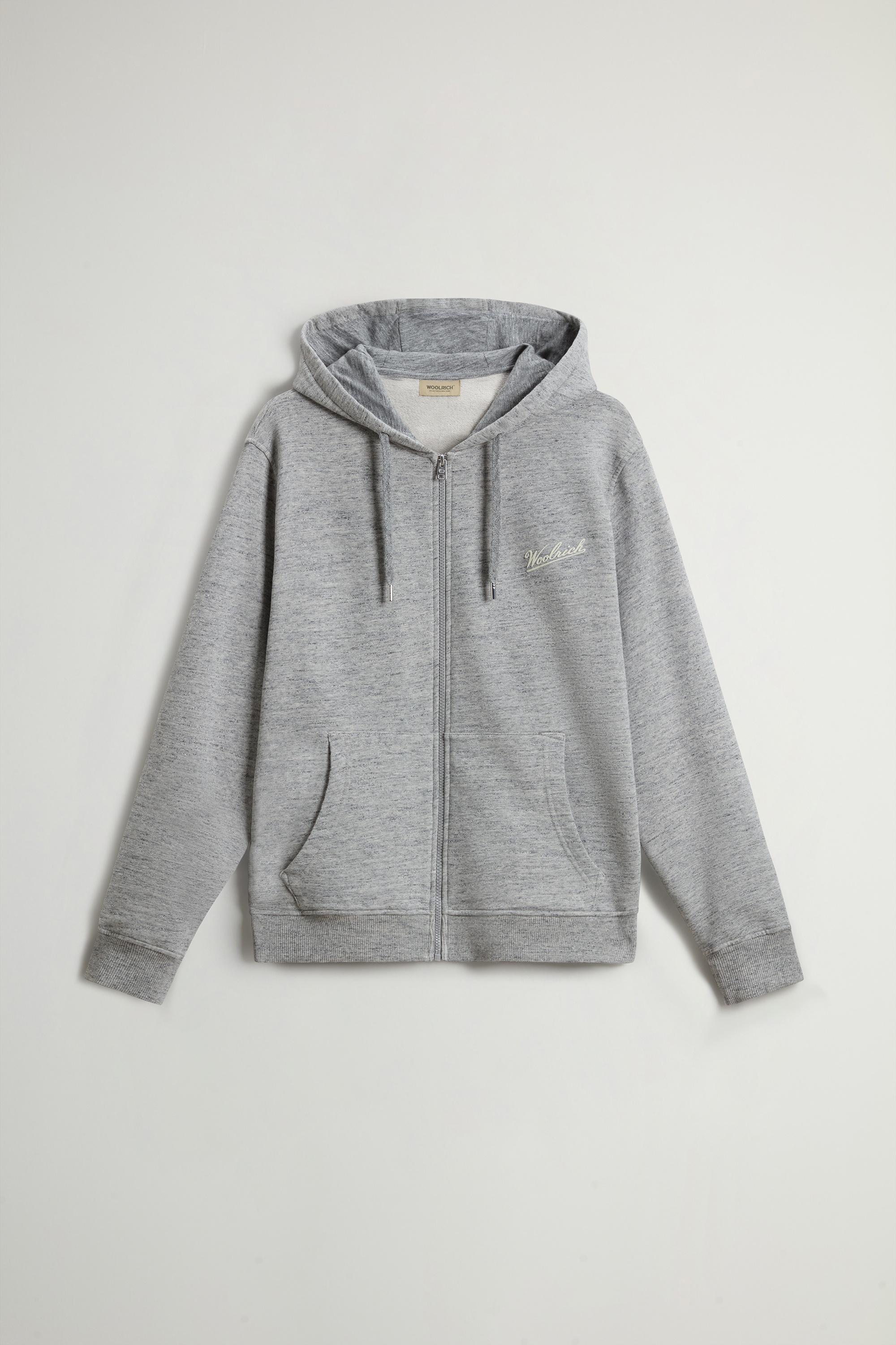 Full-zip Hoodie in Pure Cotton Mouliné Gray photo 1 | Woolrich