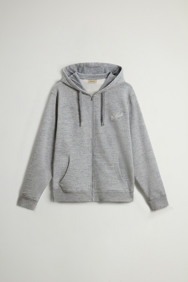 Full-zip Hoodie in Pure Cotton Mouliné Gray photo 1 | Woolrich