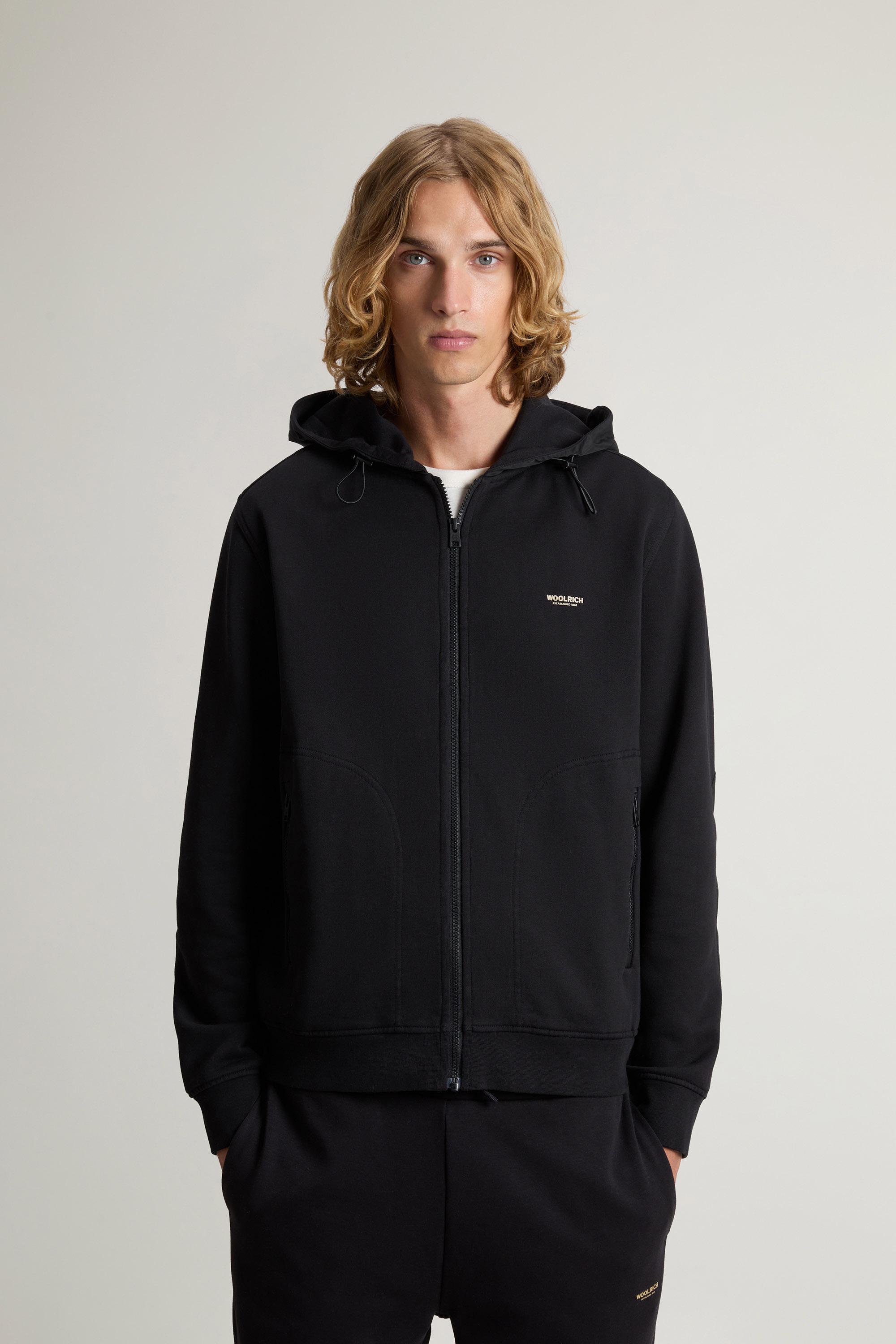 Hybrid Pure Cotton and Nylon Hoodie Black photo 1 | Woolrich