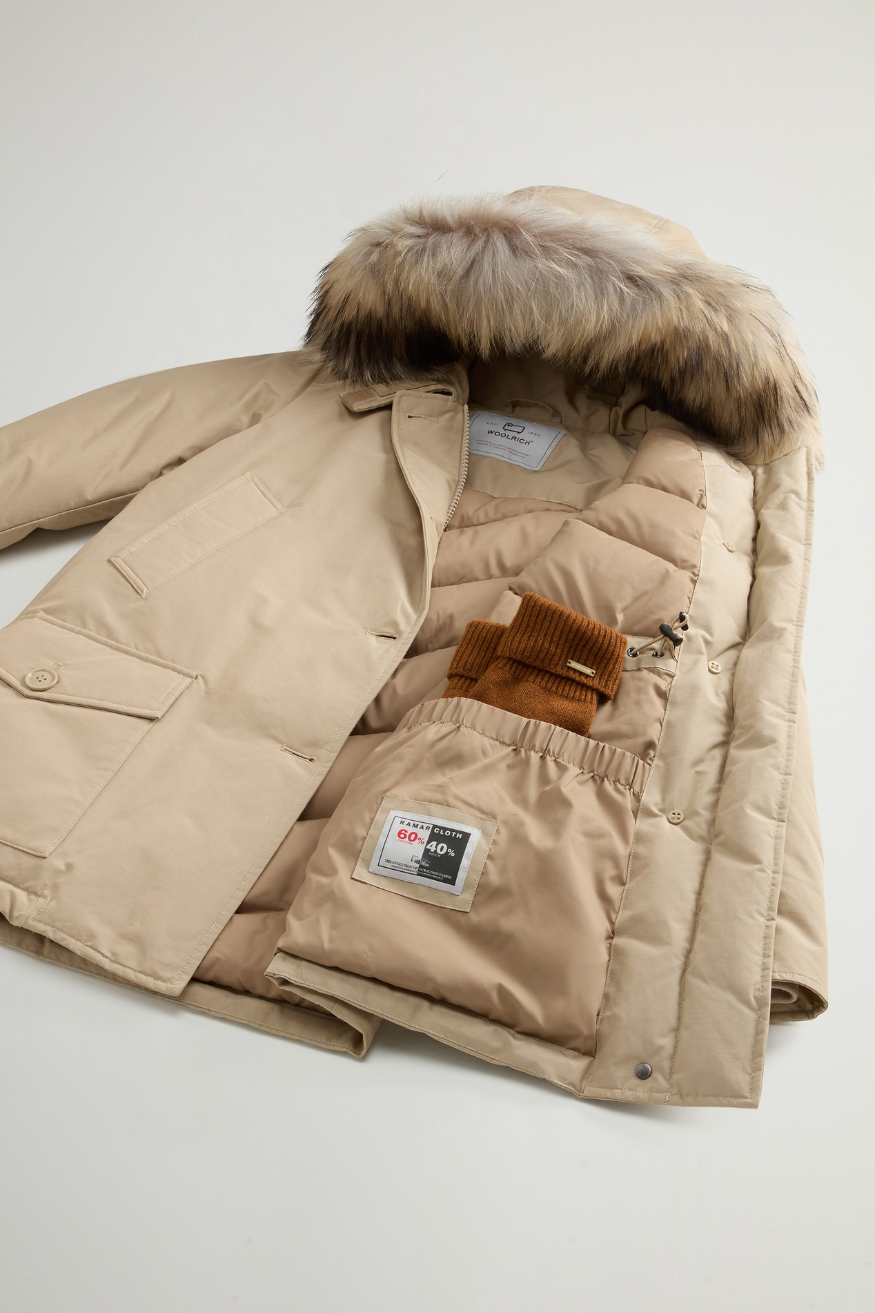 Arctic Parka van Ramar Cloth met vier zakken en afneembaar bont Beige photo 8 | Woolrich