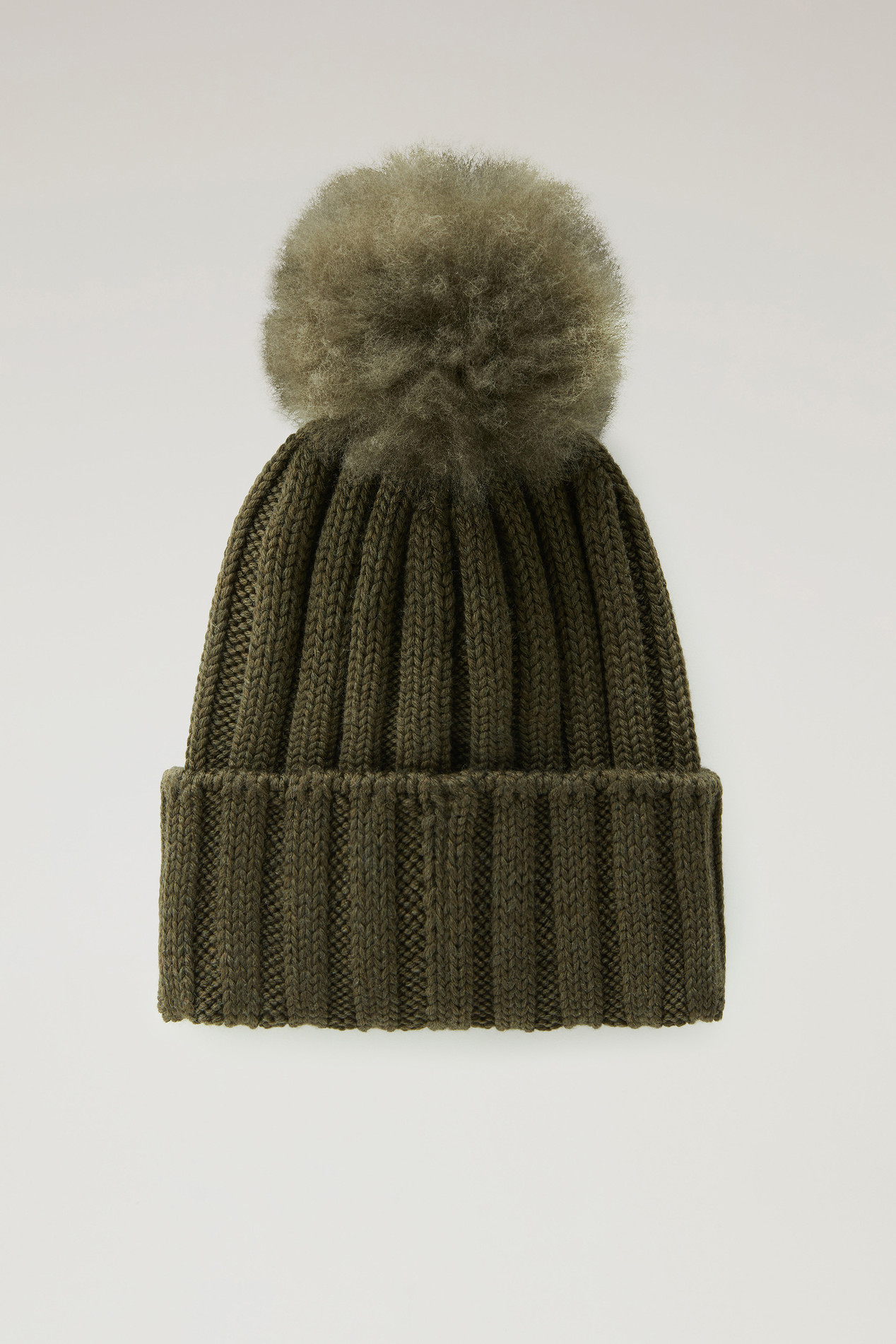 Beanie in Pure Virgin Wool with Cashmere Pom-Pom Green photo 2 | Woolrich