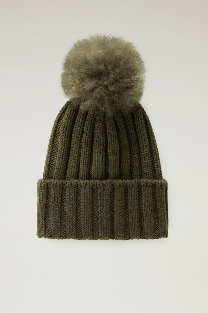 Beanie in Pure Virgin Wool with Cashmere Pom-Pom Green photo 2 | Woolrich