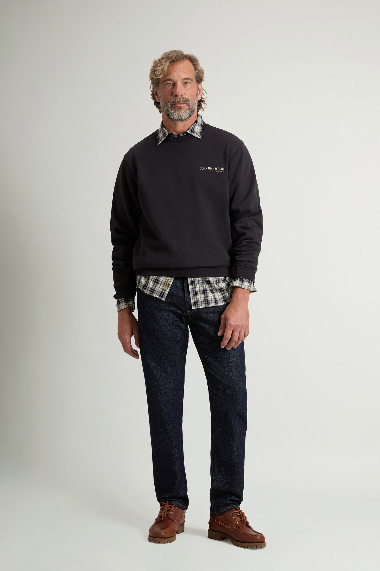 Crewneck Sweatshirt in Cotton Blend with Print Black photo 2 | Woolrich