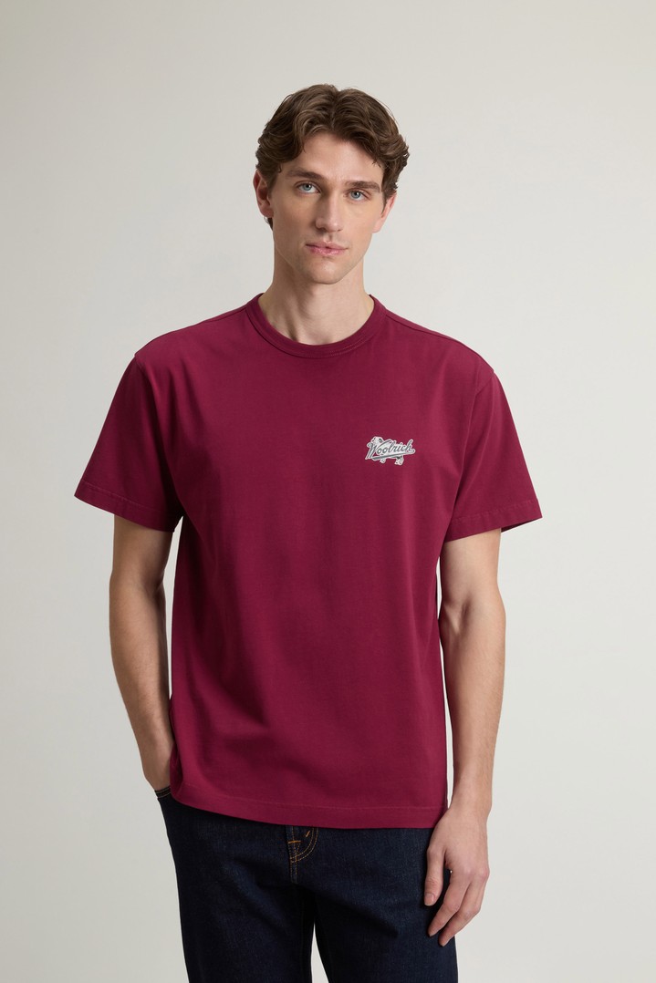 COTTON EMBLEM T-SHIRT Burgundy photo 1 | Woolrich