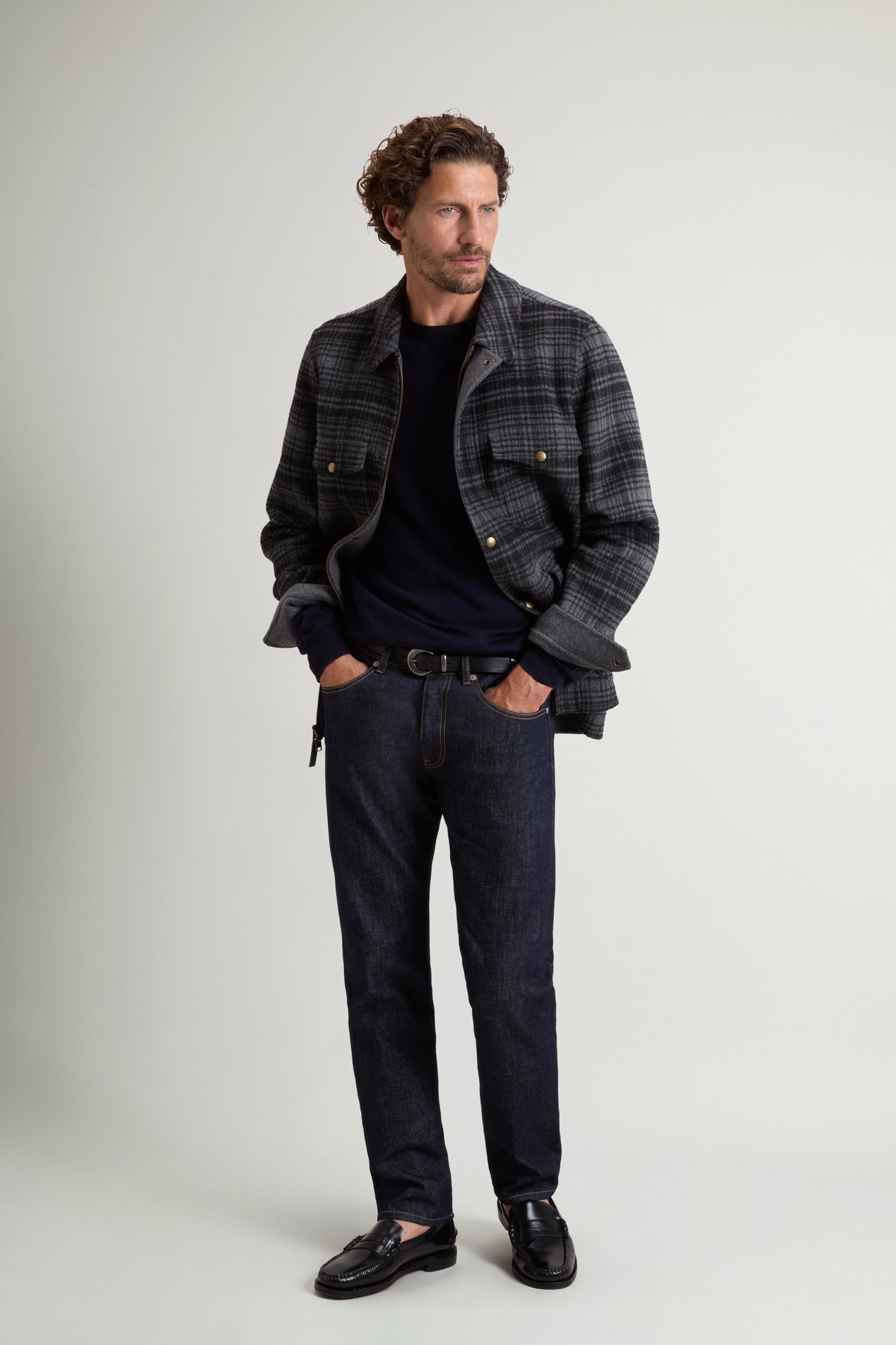 Checked Overshirt in Wool Blend Gray photo 2 | Woolrich