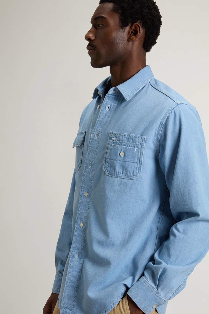 Shirt in Lightweight Pure Cotton Denim Blue photo 4 | Woolrich