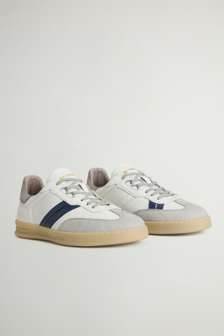 Doubleu Tennis Sneakers in Leather with Side Stripes White photo 2 | Woolrich