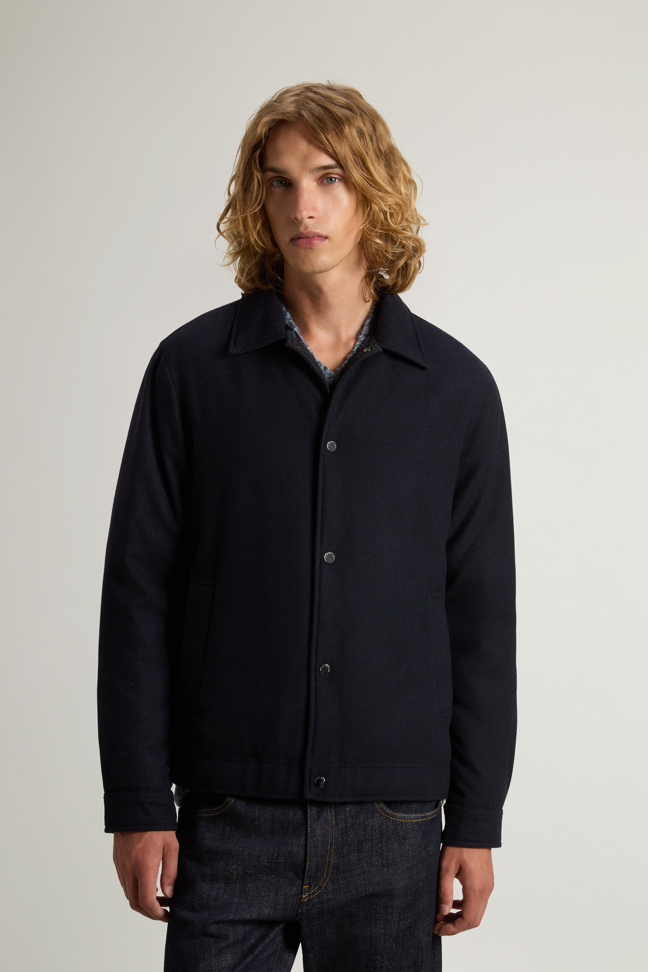 Keating Overshirt in Recycled Italian Wool Blend Blue photo 1 | Woolrich
