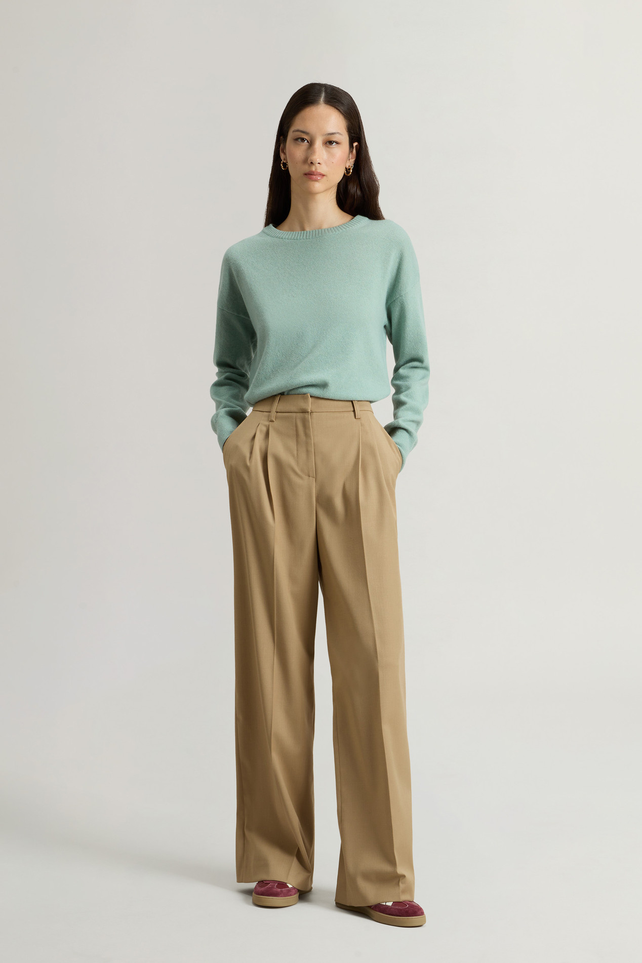 Wide-Leg Pants in Wool Blend Beige photo 1 | Woolrich