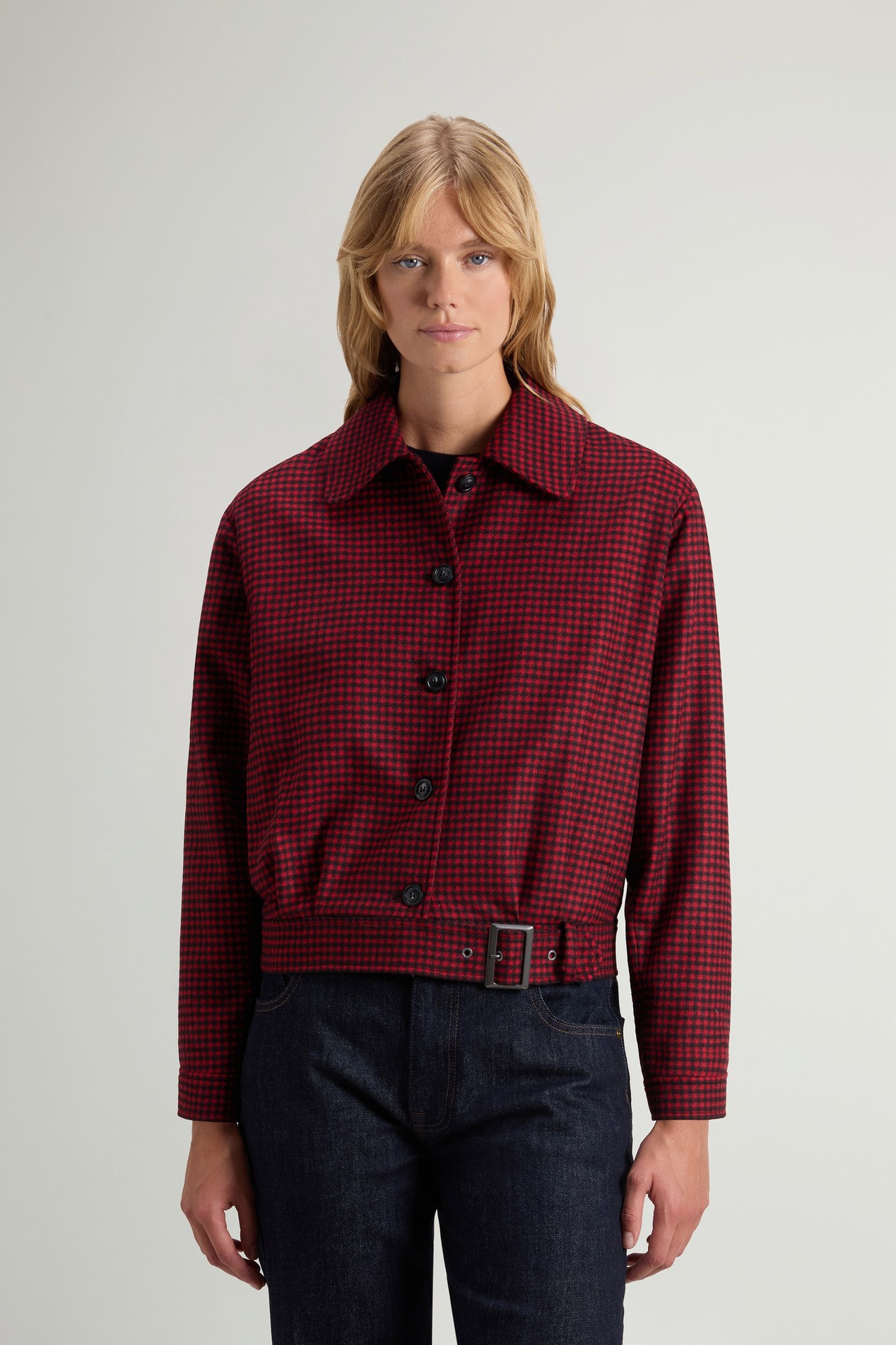 Checked Overshirt in Recycled Italian Wool Blend Red photo 1 | Woolrich