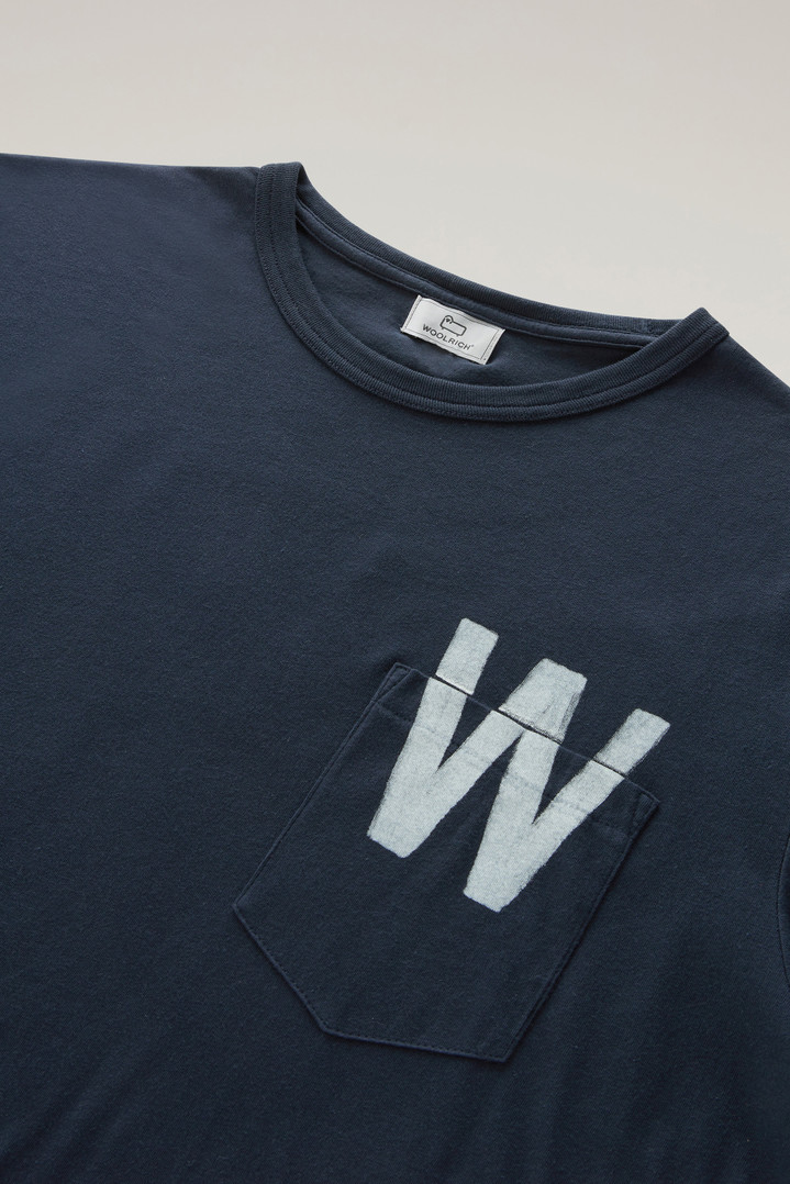 Pure Cotton T-Shirt with Chest Pocket Blue photo 2 | Woolrich