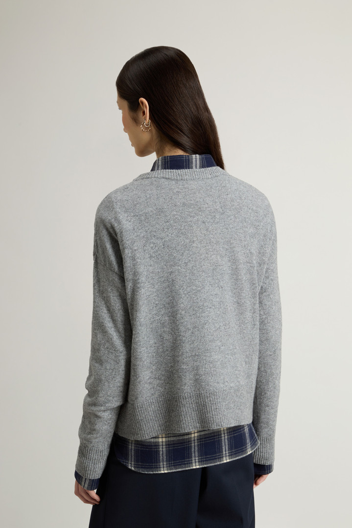 Crewneck Sweater in Virgin Wool and Cashmere Blend Gray photo 3 | Woolrich