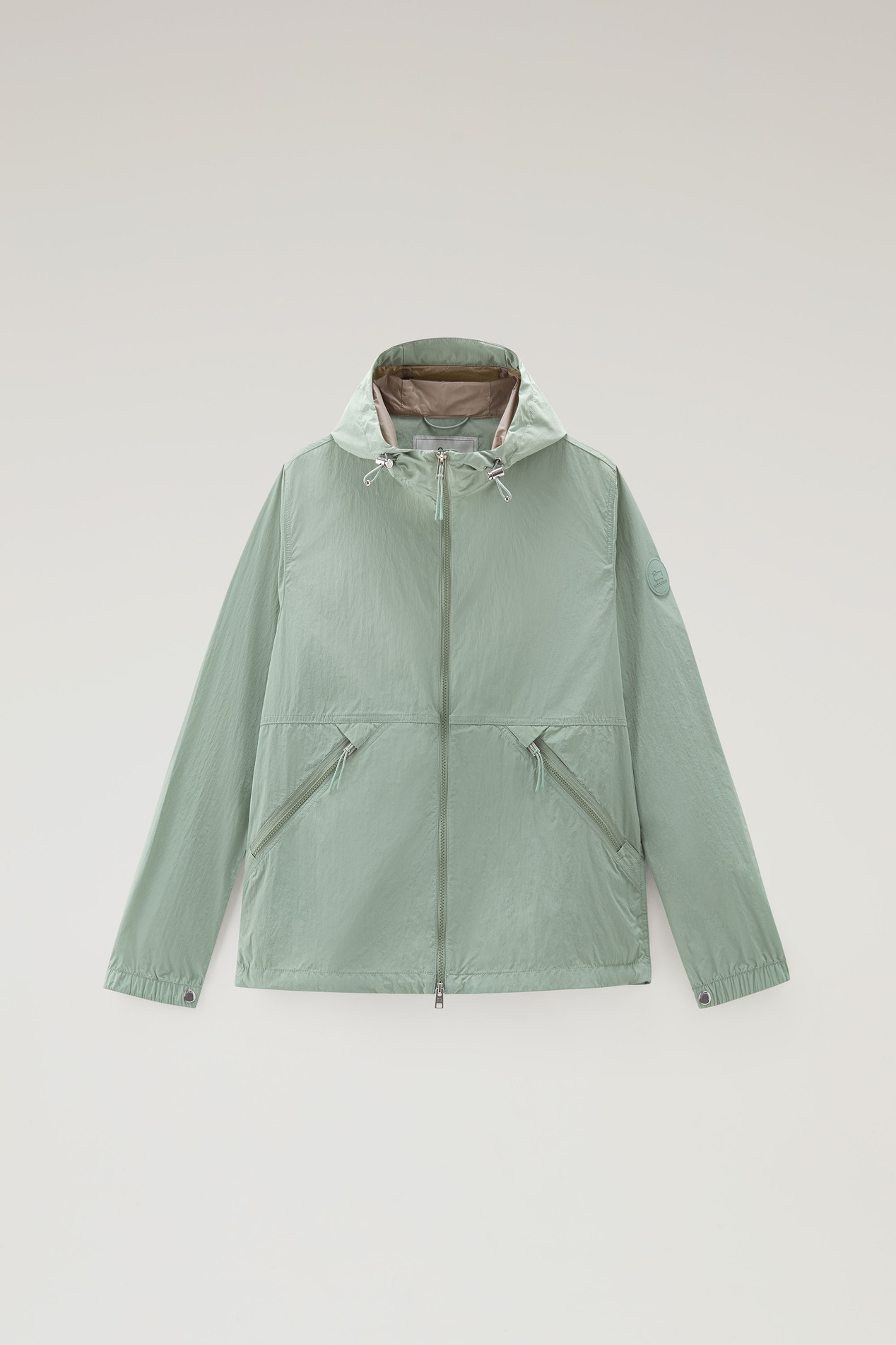 Hooded Crinkle Nylon Windbreaker Green photo 1 | Woolrich