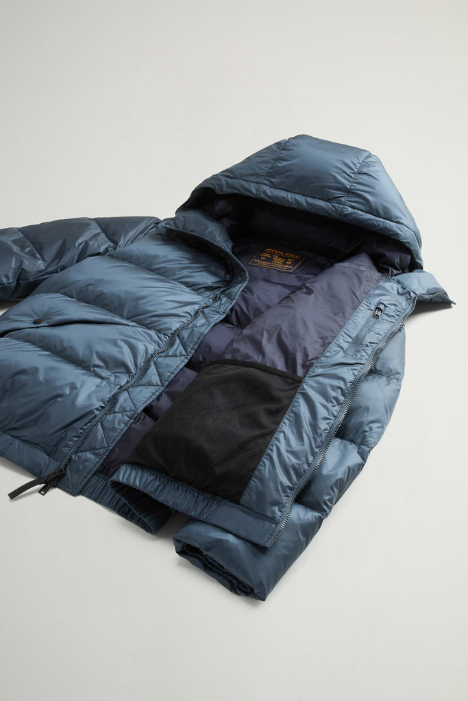 Quilted down jacket in recycled Pertex® Quantum fabric with hood Blue photo 8 | Woolrich