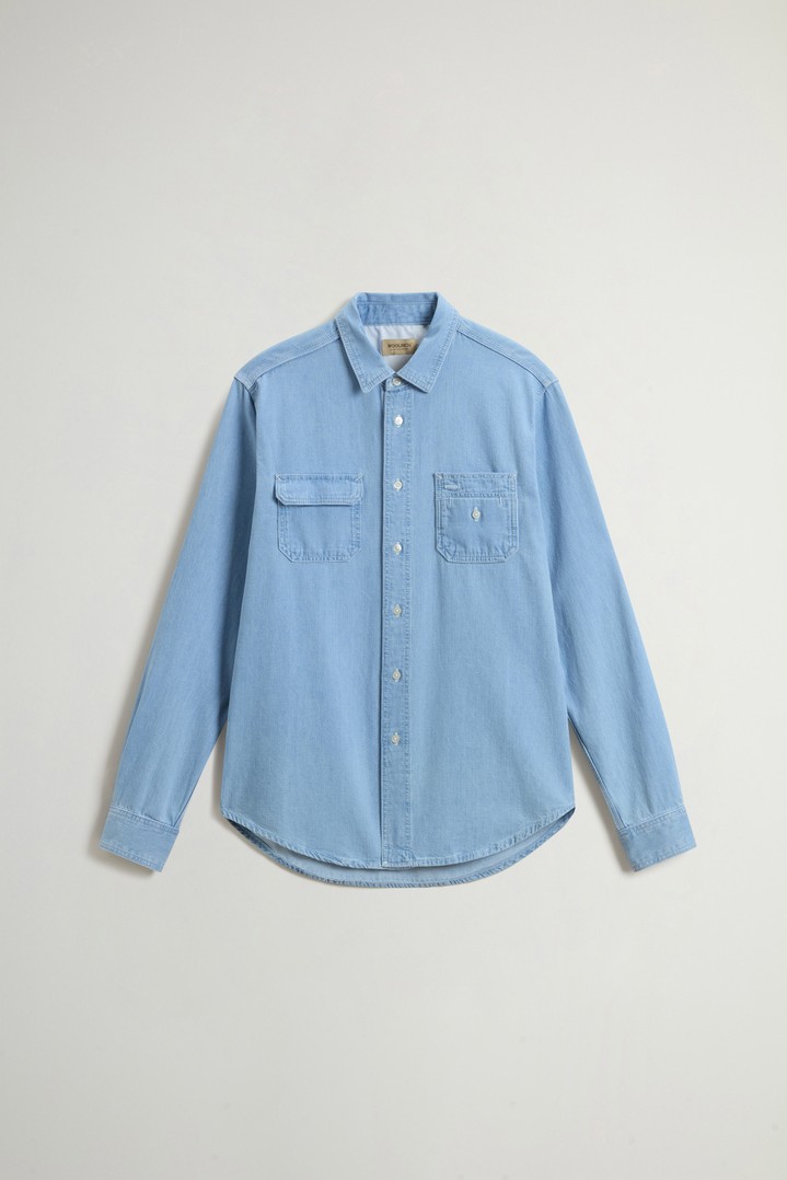 Shirt in Lightweight Pure Cotton Denim Blue photo 5 | Woolrich