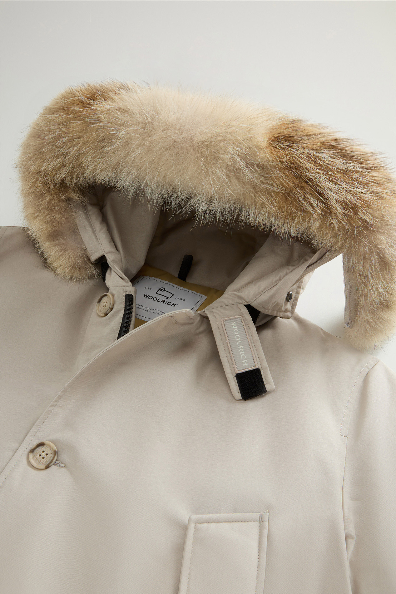 Arctic Parka in Ramar Cloth with Detachable Fur Trim Beige photo 6 | Woolrich