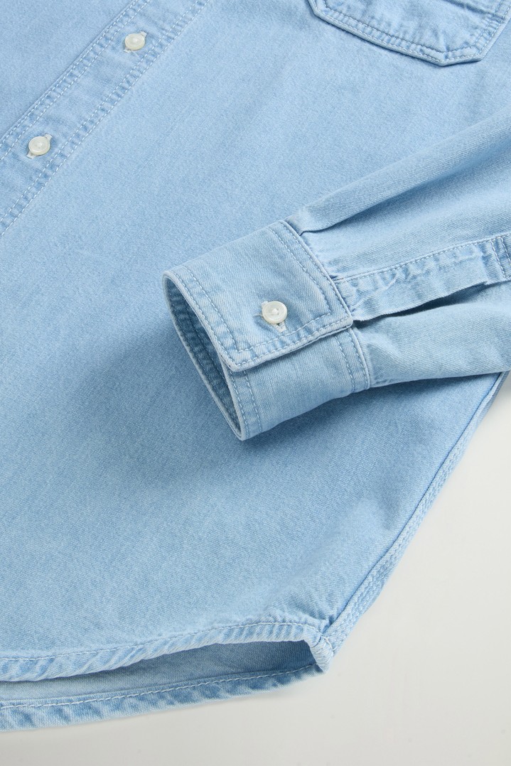 Shirt in Lightweight Pure Cotton Denim Blue photo 7 | Woolrich