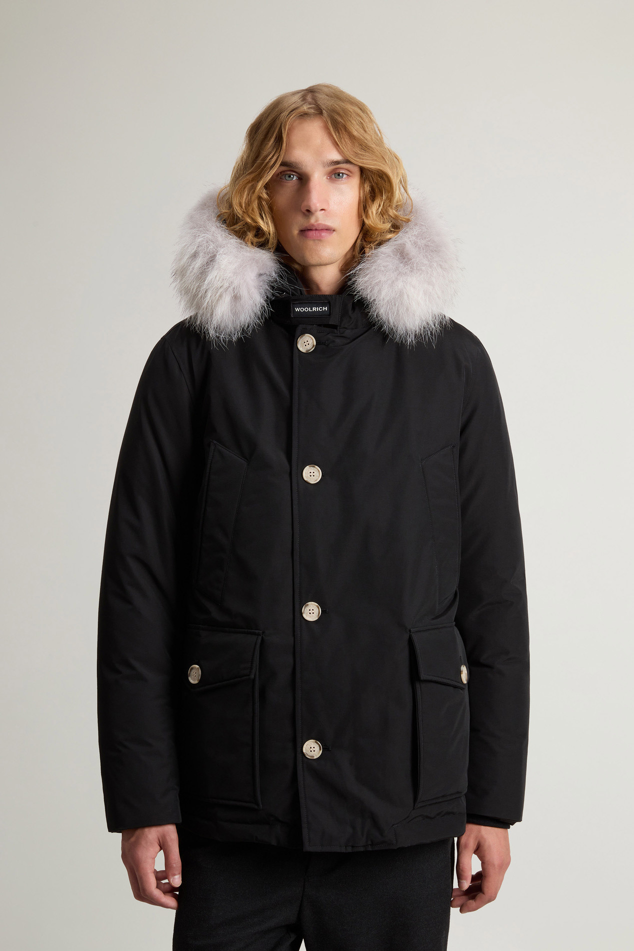 Arctic Anorak in Ramar Cloth with Detachable Fur Black photo 1 | Woolrich