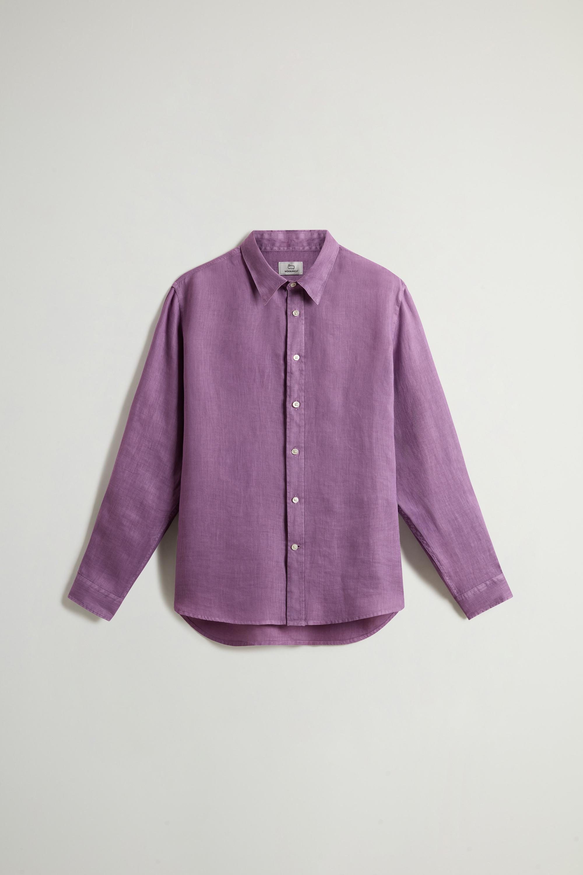Garment-Dyed Pure Linen Shirt Purple photo 5 | Woolrich