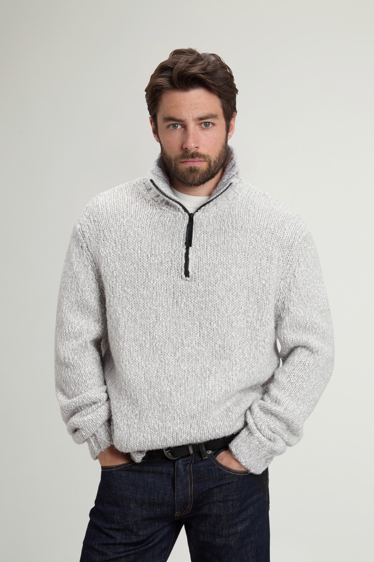 BOUTONNE COTTON WOOL HALF-ZIP GG4 Gray photo 1 | Woolrich