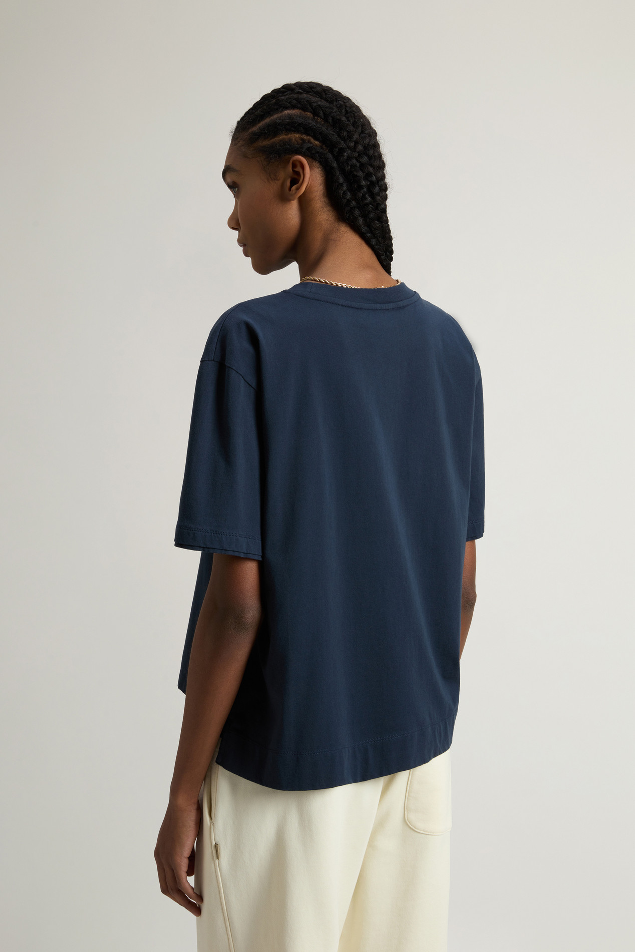 Pure Pima Cotton T-Shirt with Logo Blue photo 3 | Woolrich