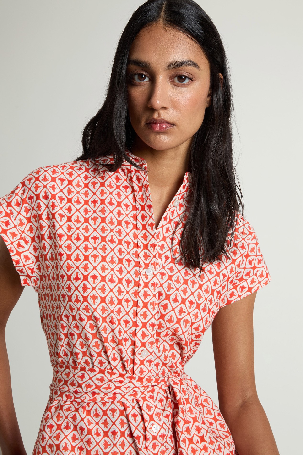 COTTON VISCOSE CHEMISIER DRESS Pink photo 4 | Woolrich