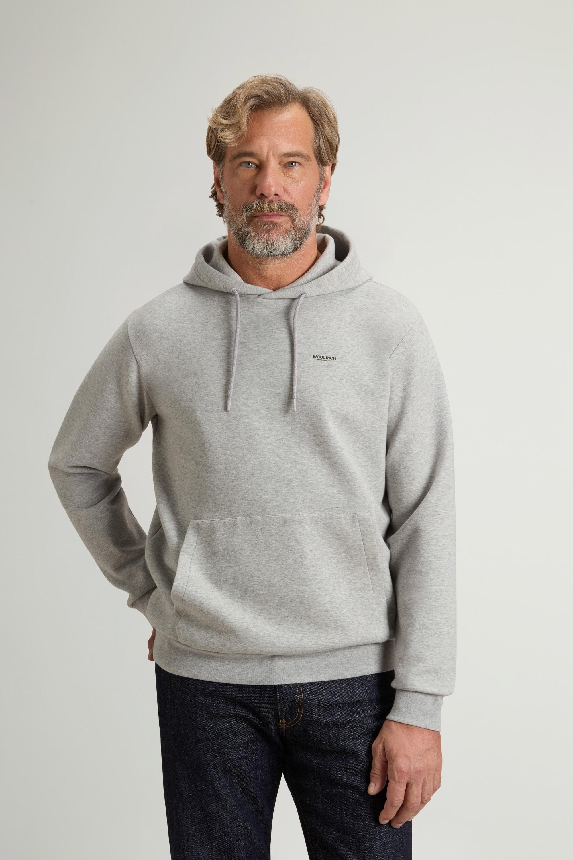 Hooded Sweatshirt in Cotton-Blend Interlock Gray photo 1 | Woolrich