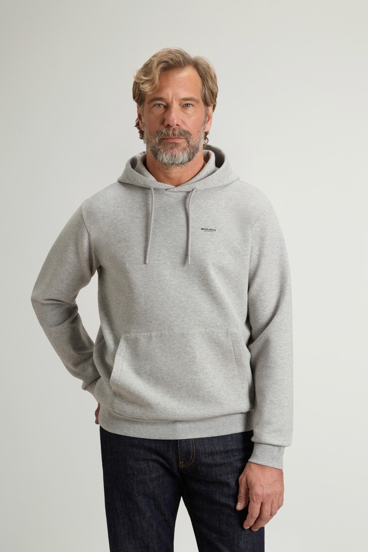 Hooded Sweatshirt in Cotton-Blend Interlock Gray photo 1 | Woolrich