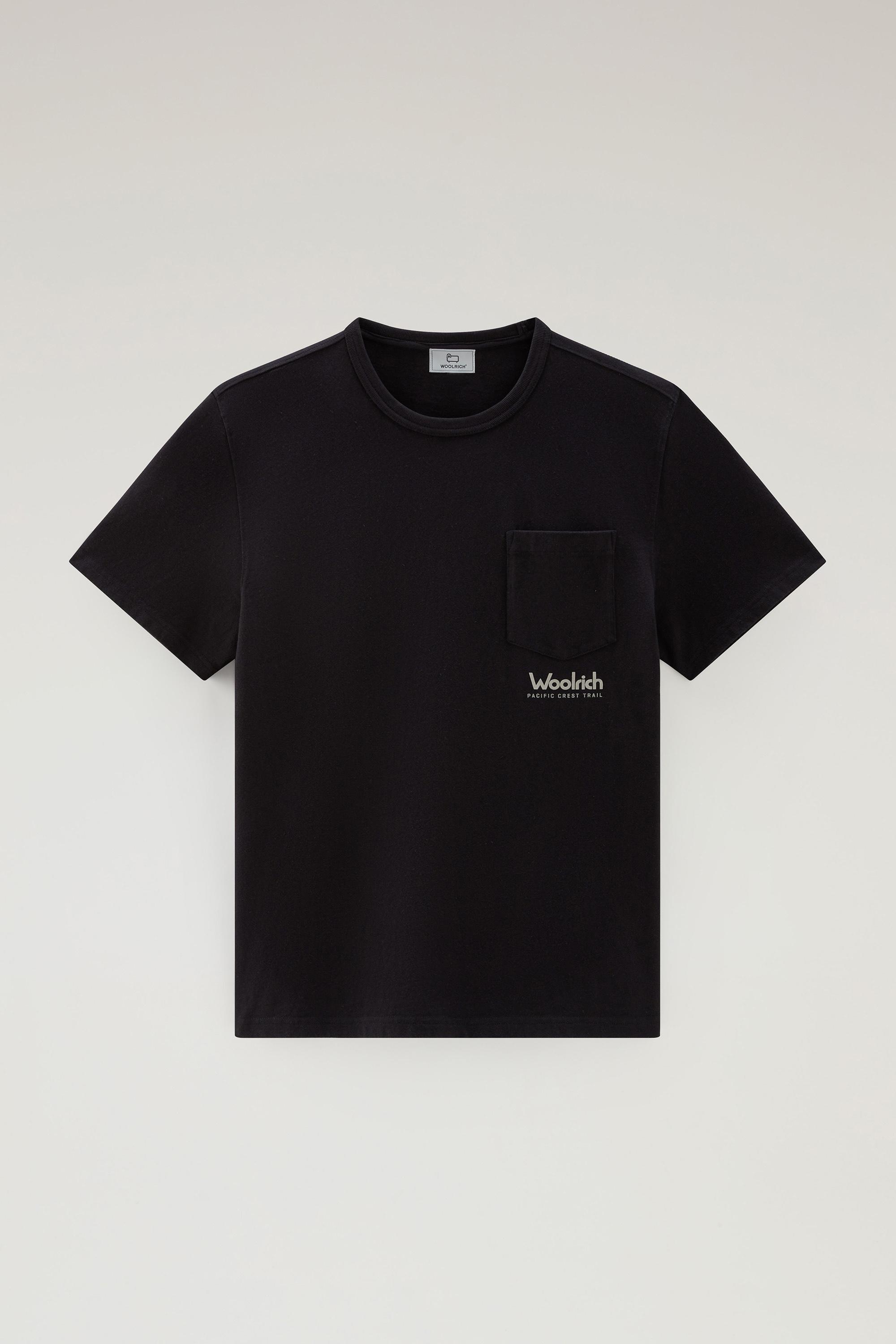 Pure Cotton T-Shirt with Trail Print Black photo 1 | Woolrich