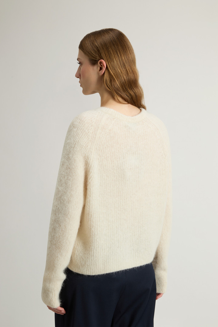 Garment-Dyed Crewneck Sweater in Alpaca and Wool Blend White photo 3 | Woolrich