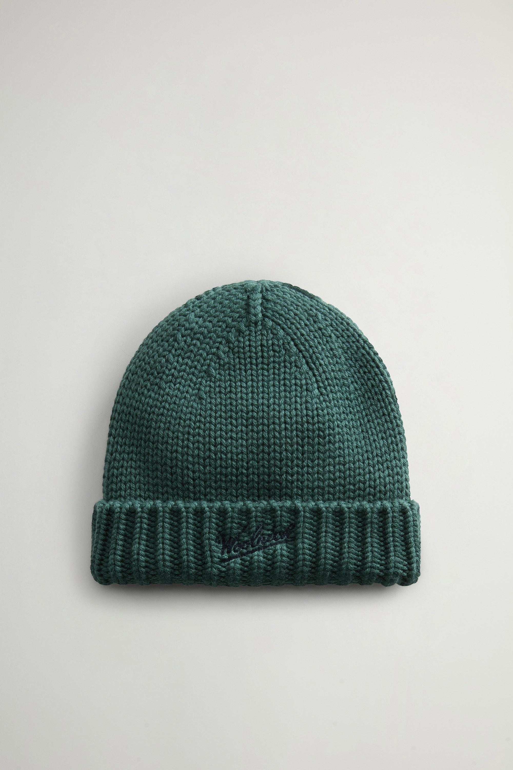 Boys' Beanie in Pure Merino Virgin Wool with Logo Green photo 1 | Woolrich