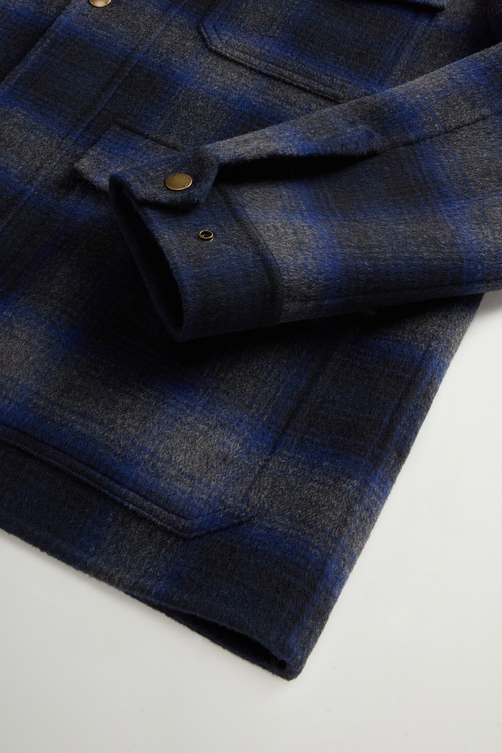 Checked Overshirt in Wool Blend Blue photo 7 | Woolrich