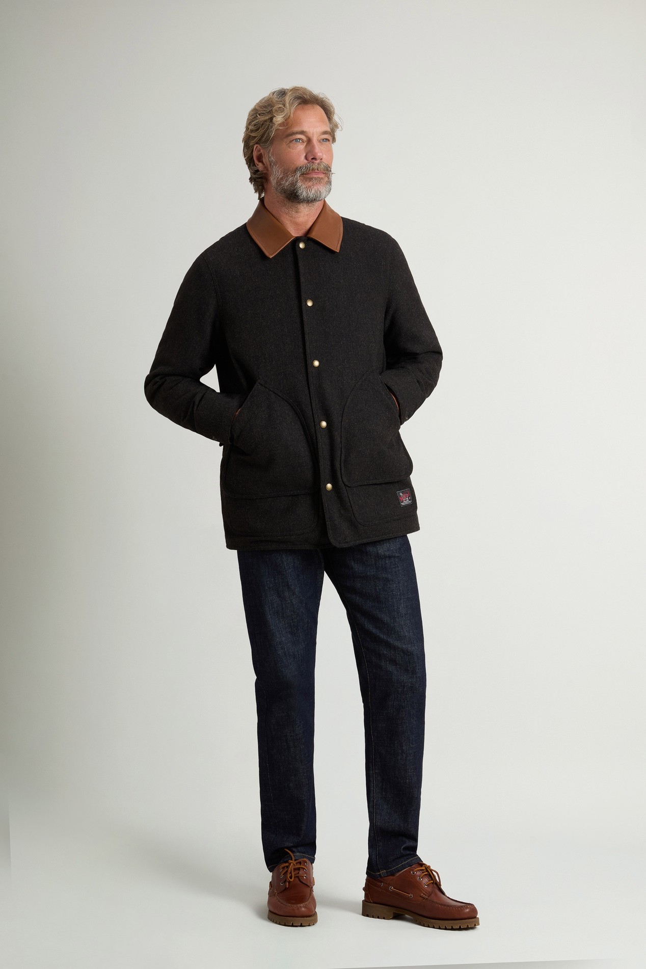 Manteau Barn en laine italienne mélangée Noir photo 2 | Woolrich