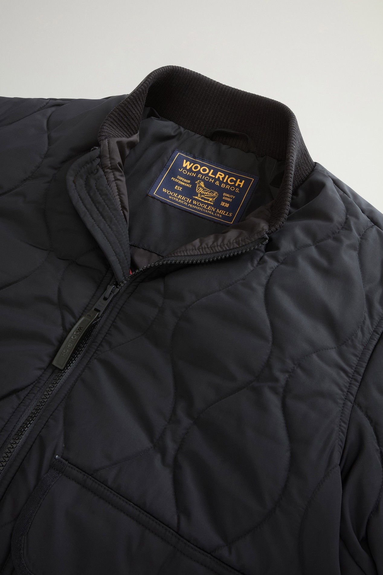 Quilted Bomber Jacket in Glossy Nylon Black photo 6 | Woolrich