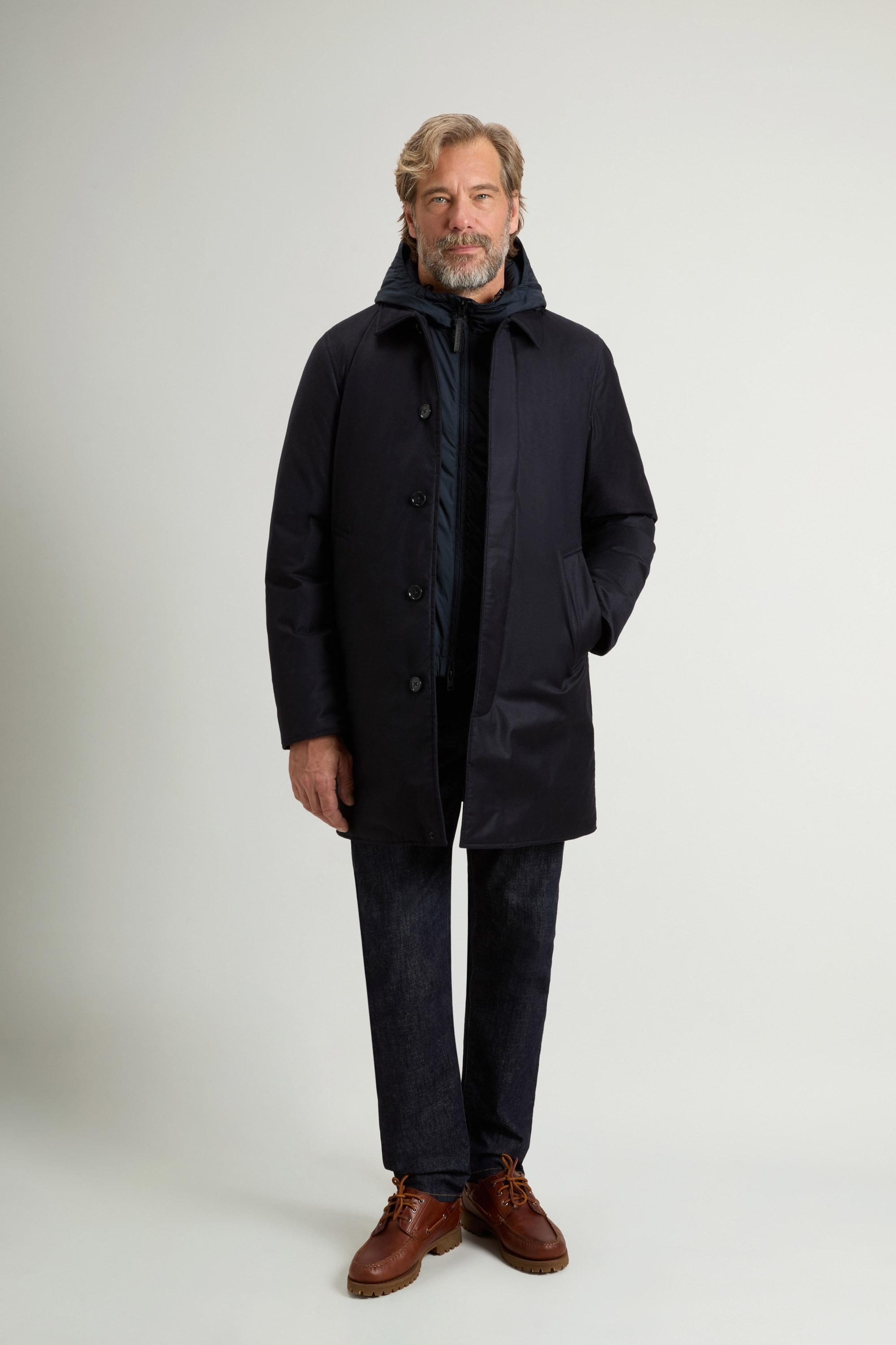 2-in-1 Coat in Italian Virgin Wool and Silk Blue photo 1 | Woolrich