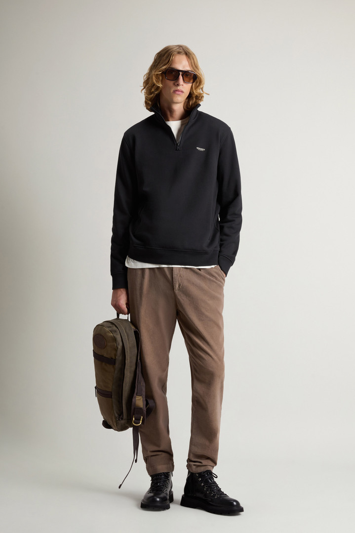 Hybrid Pure Cotton and Nylon Turtleneck Sweatshirt Black photo 2 | Woolrich