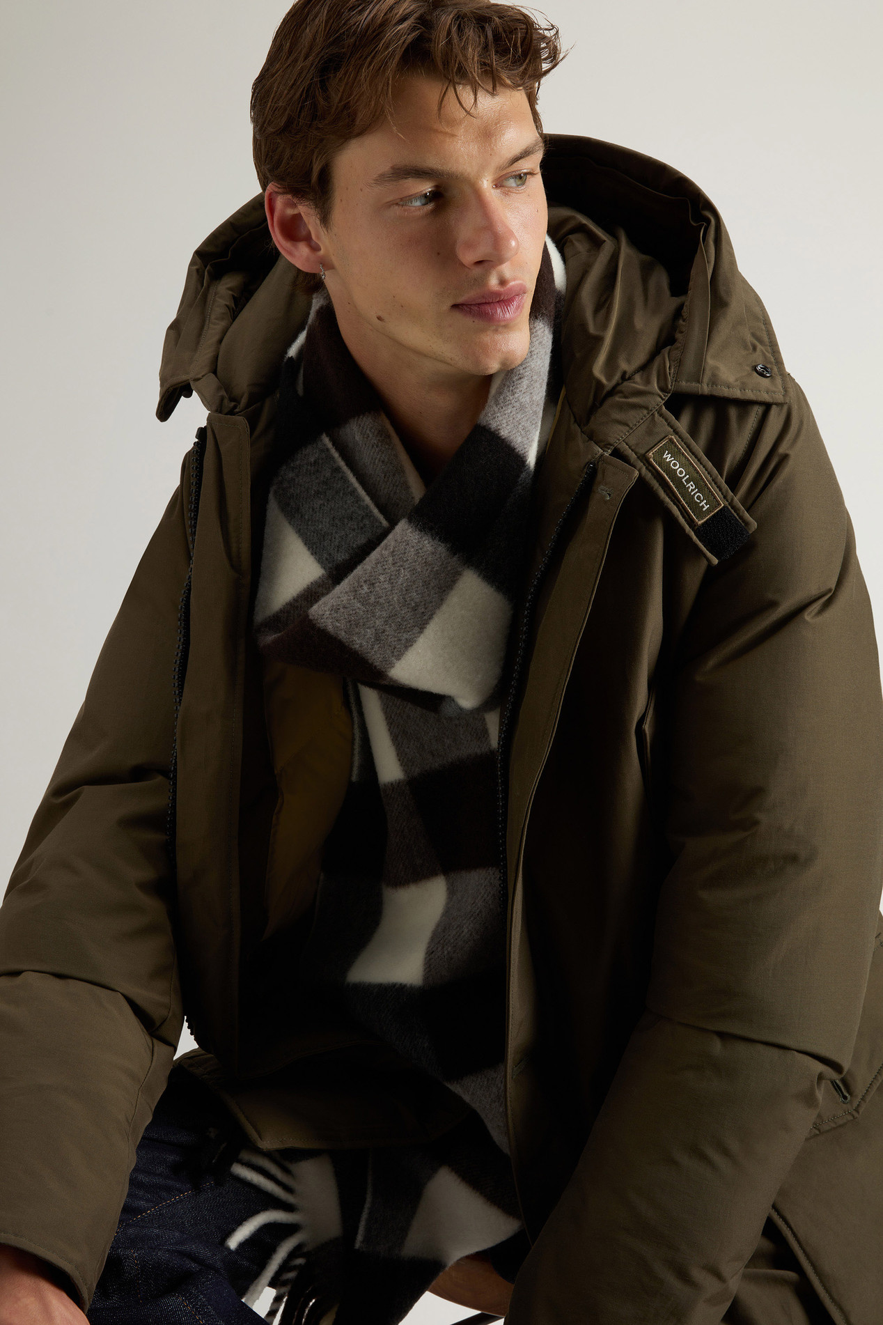 Arctic Parka in Ramar Cloth with Detachable Fur Trim Green photo 4 | Woolrich