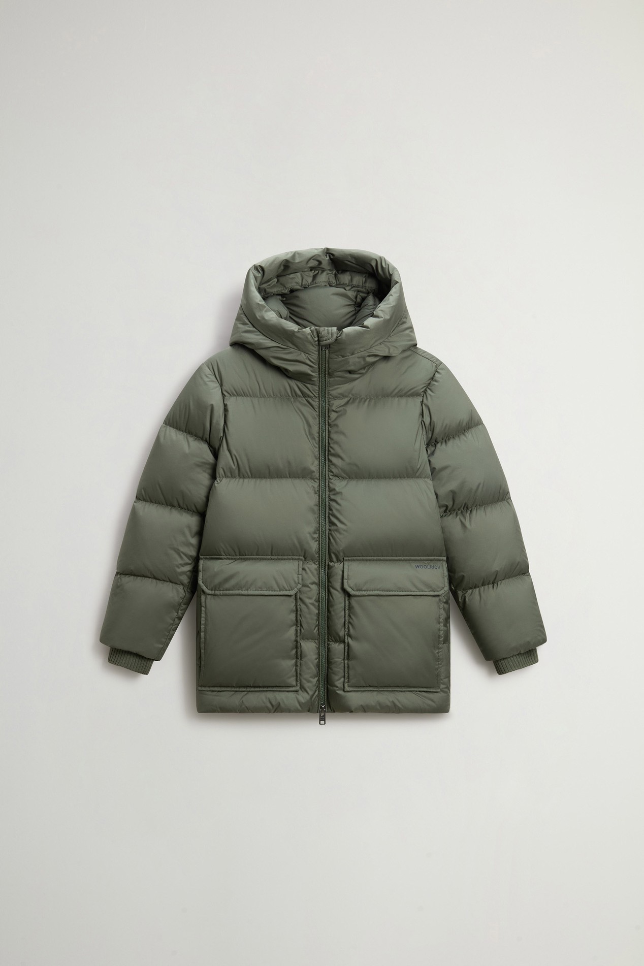 Boys' Sierra Jacket in Quilted Microfiber with Hood Green photo 1 | Woolrich