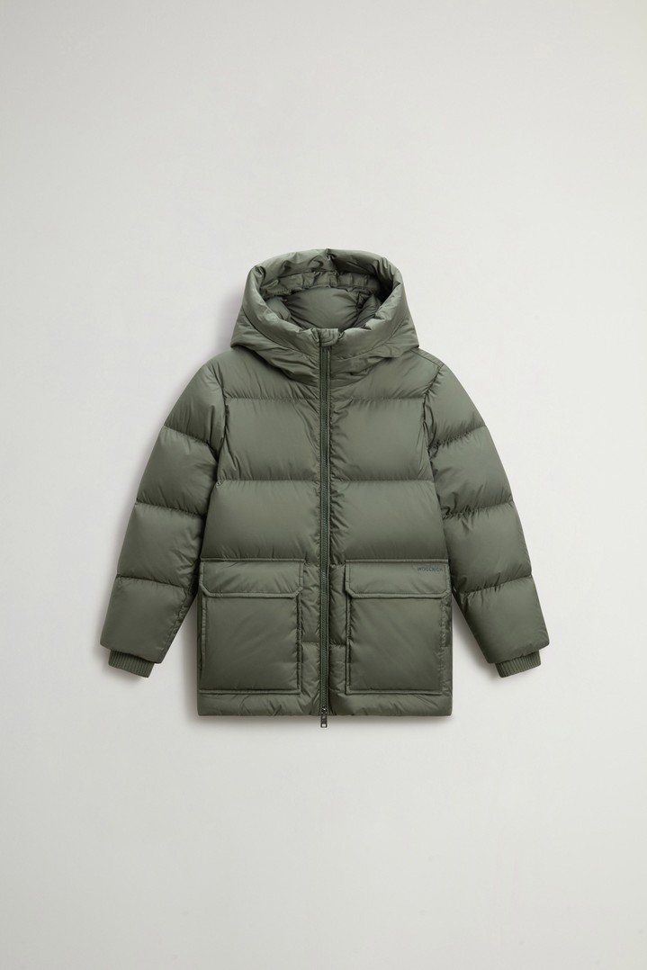 Boys' Sierra Jacket in Quilted Microfiber with Hood Green photo 1 | Woolrich