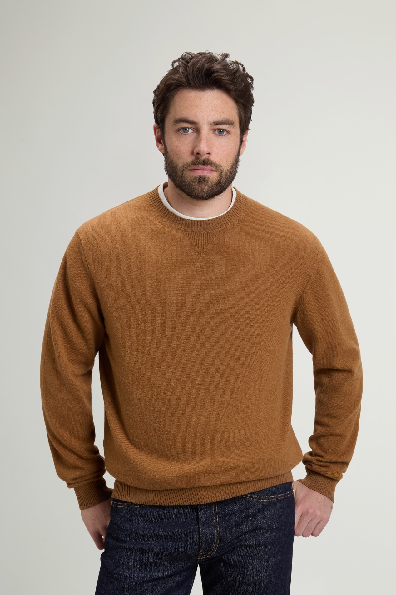 WOOL CASHMERE CREWNECK GG13 Brown photo 1 | Woolrich