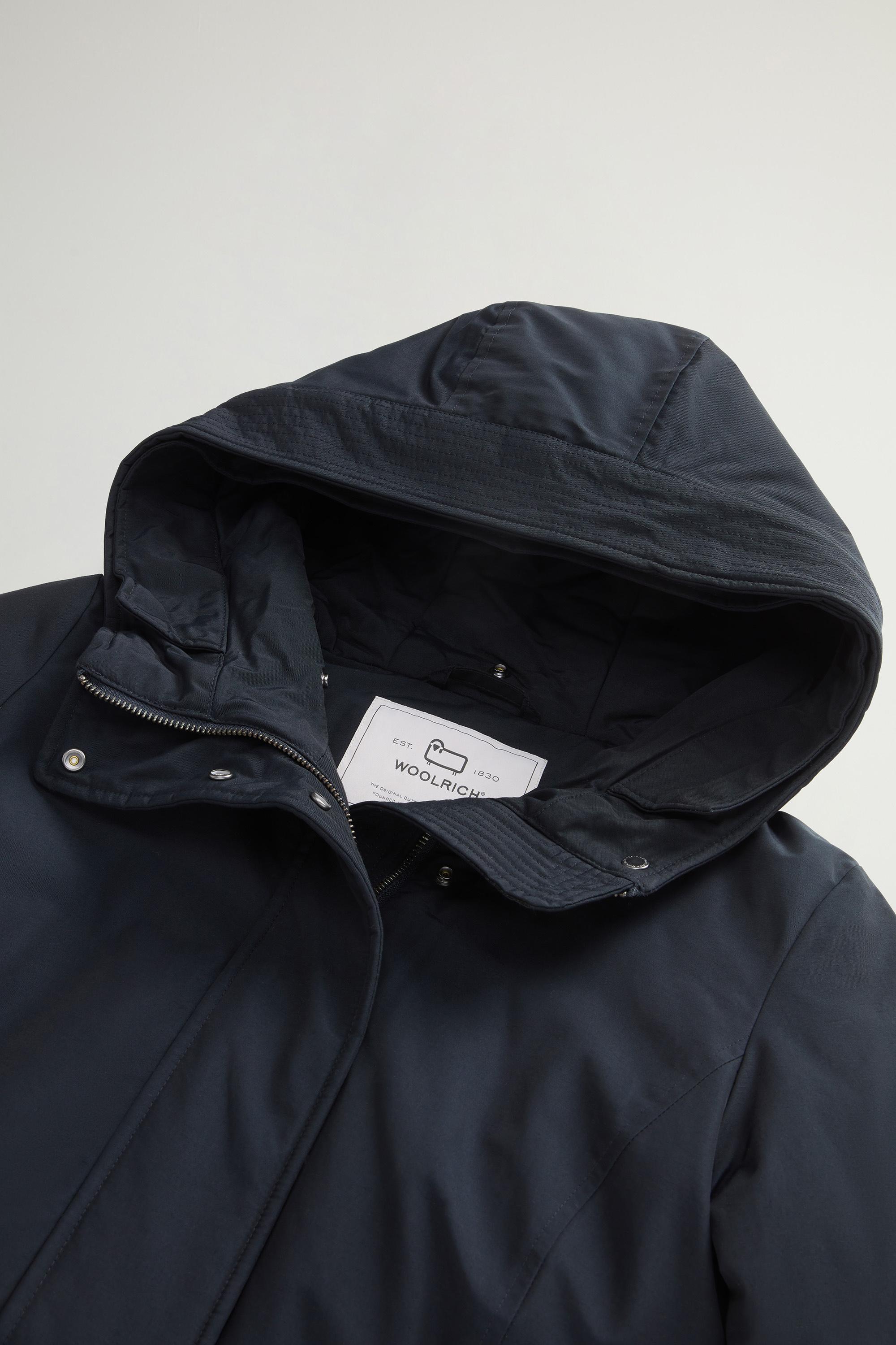Boulder Parka in Ramar Cloth with Hood and Detachable Faux Fur Trim Blue photo 7 | Woolrich