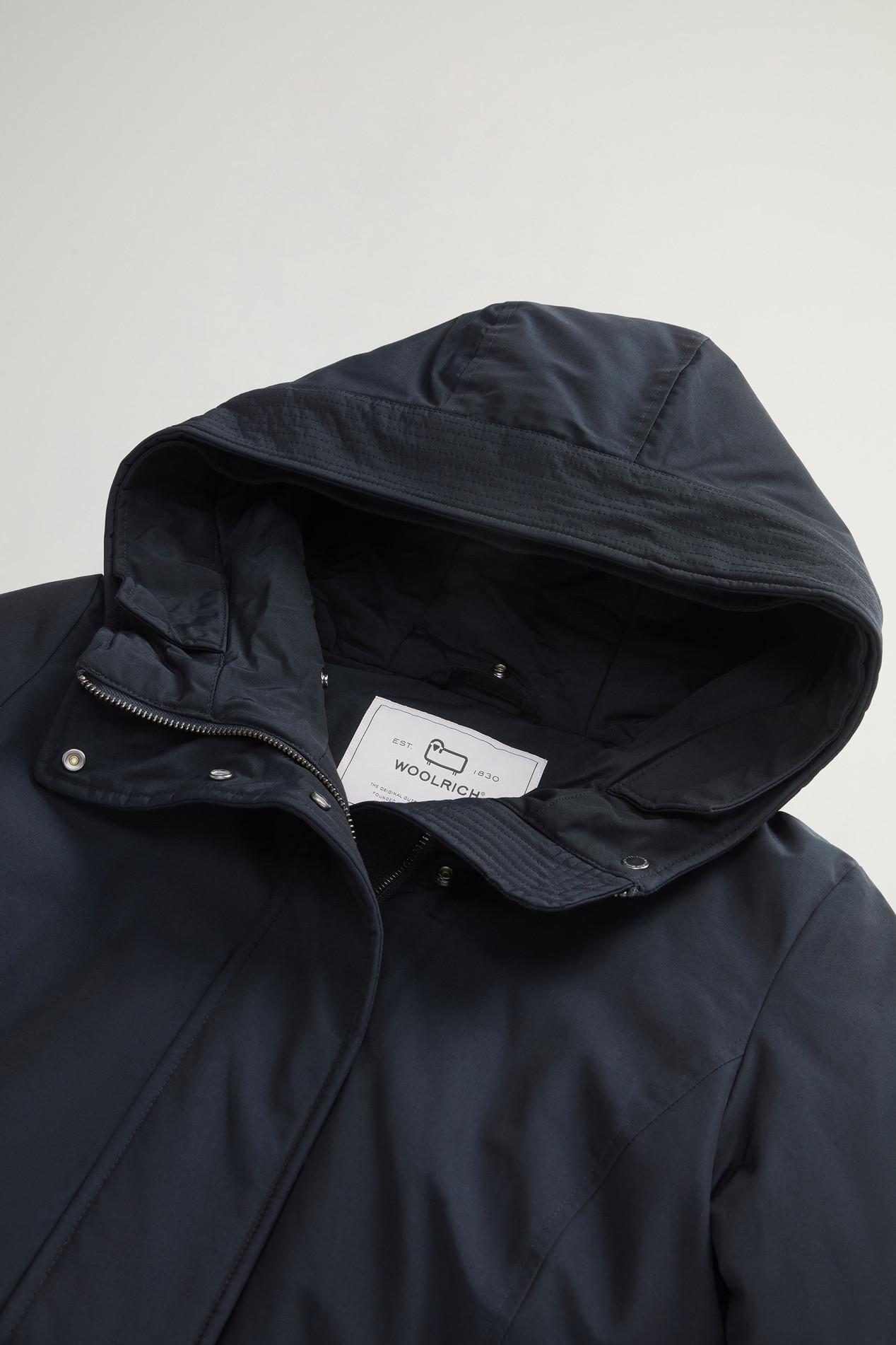 Boulder Parka in Ramar Cloth with Hood and Detachable Faux Fur Trim Blue photo 7 | Woolrich