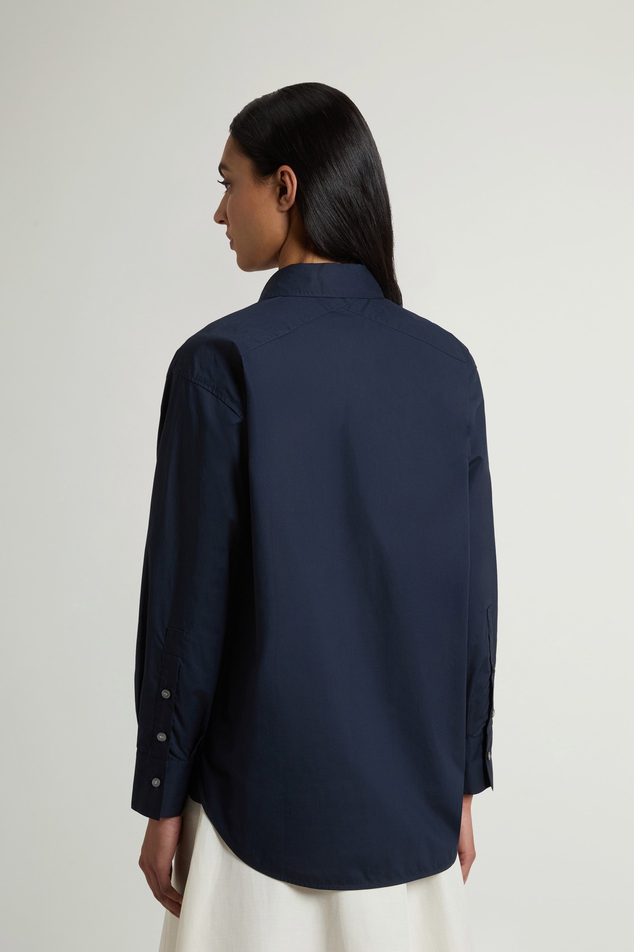 COTTON POPLIN BOYFRIEND SHIRT Blue photo 3 | Woolrich