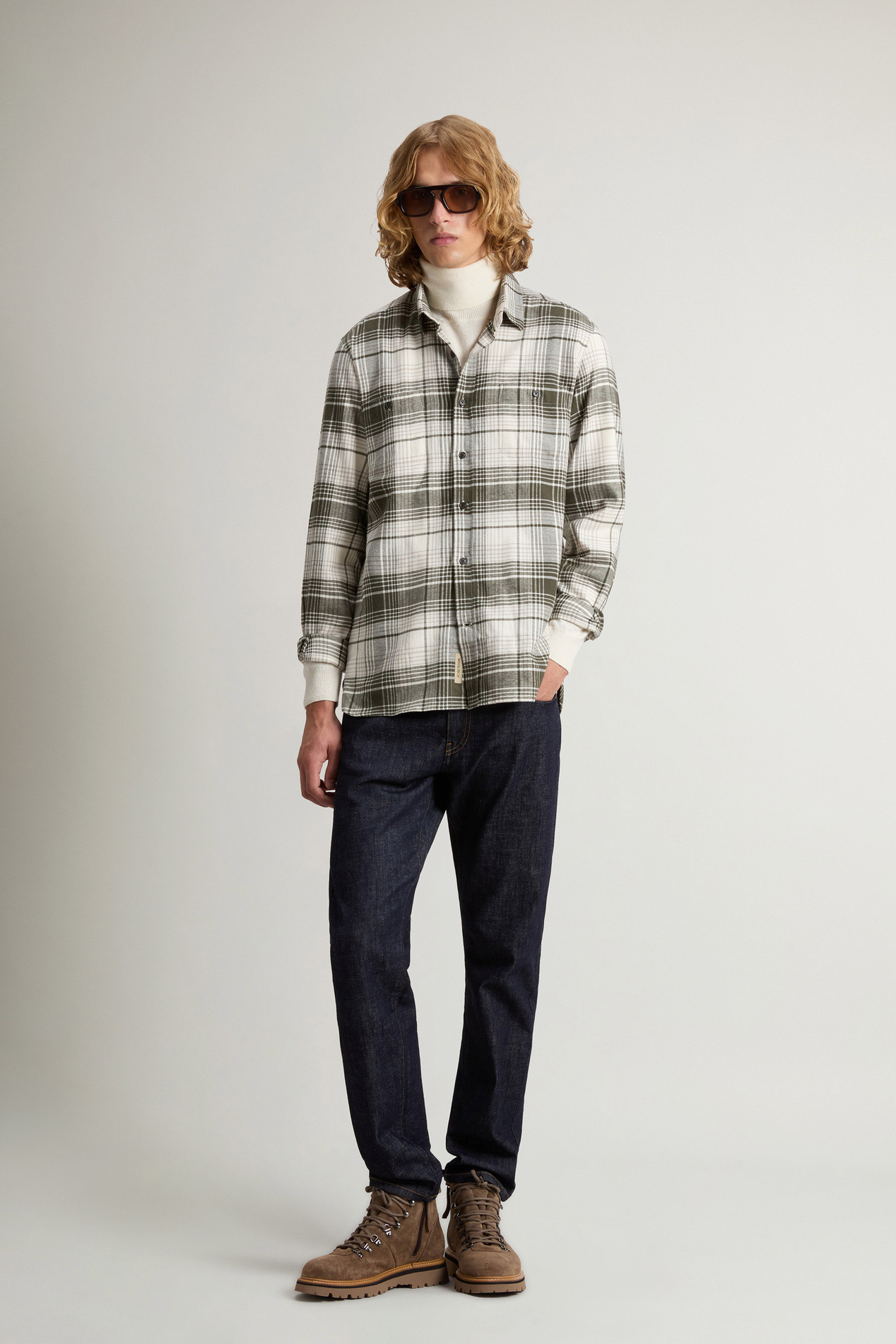 Pure Cotton Flannel Checked Shirt Green photo 2 | Woolrich